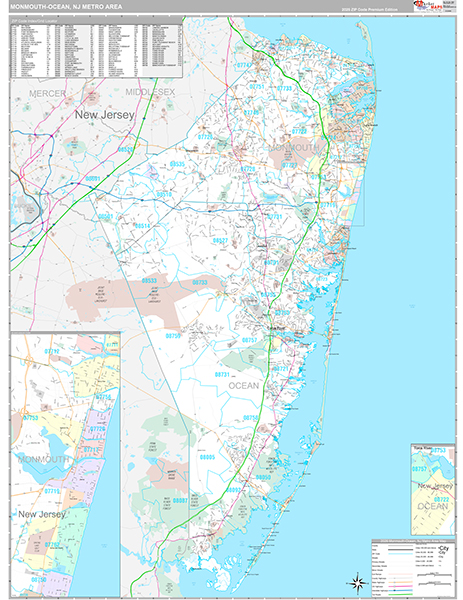 Monmouth-Ocean Metro Area Wall Map